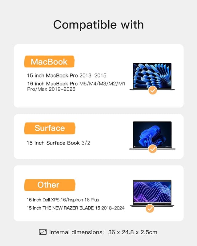 Detalle 2 de Inateck 15–16 inch Laptop Case Sleeve Bag with Accessory Pocket for 16-inch MacBook Pro/Max (2019–2026)