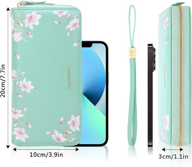 Detalle 2 de Pomelo Best portafogli in ecopelle da donna con blocco RFID, zip e cinturino da polso