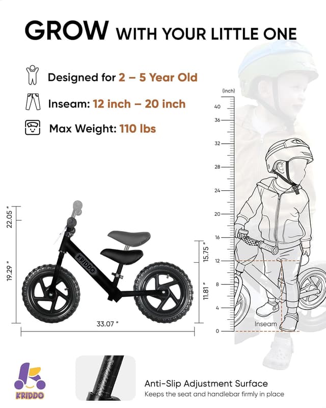 Thumbnail 2 de KRIDDO Toddler Balance Bike 12" for Ages 2–5