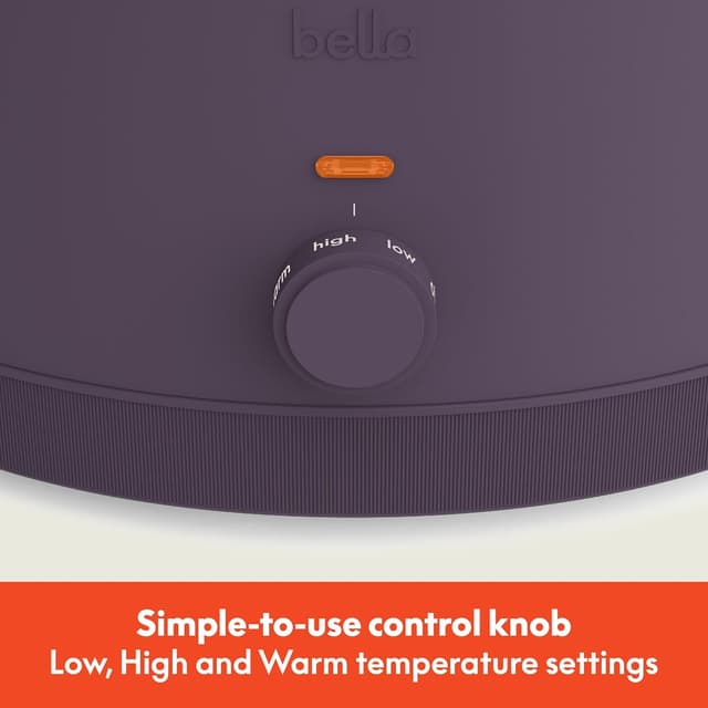 Detalle de bella 6.0 Qt Manual Slow Cooker in Plum (Ceramic Nonstick, 3 Heat Settings)