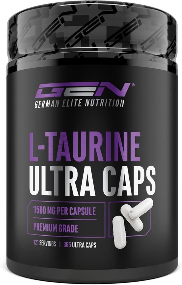 Detalle de GEN German Elite Nutrition L-Taurin Ultra Caps (365 gélules) – 1500 mg de taurine par capsule