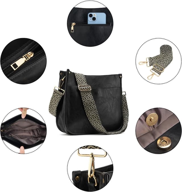 Detalle de ZOUIQSS Women’s Crossbody Leather Shoulder Bag with Adjustable Strap