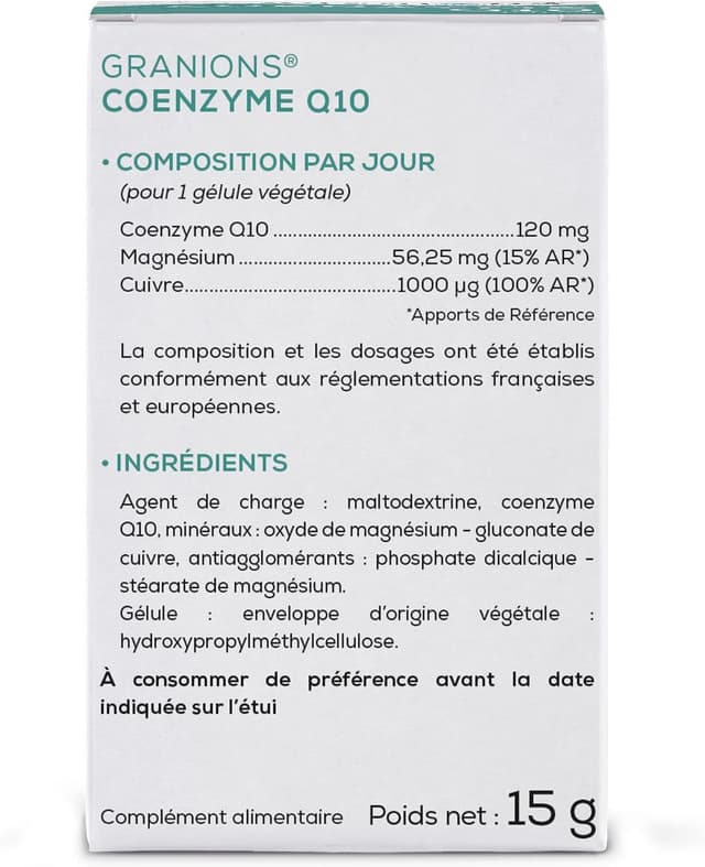 Detalle 2 de Granions Coenzyme Q10 120 mg 30 gélules