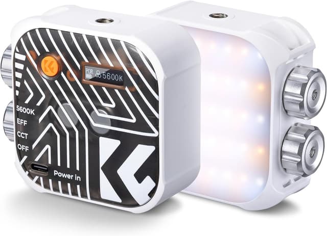 Detalle de K&F CONCEPT Magnetic Camera Light (15 effects) 2500K–9900K CRI 96+ Rechargeable LED Fill Light, White