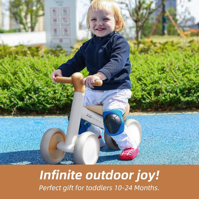 Detalle de XJD Baby Balance Bike for 10–24 Months (No-Pedals) – Brown toddler first ride-on