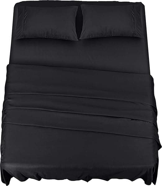 Imagen de Utopia Bedding Sábanas 4 Piezas 180x200 - Comfort Negro en OfertitasTOP