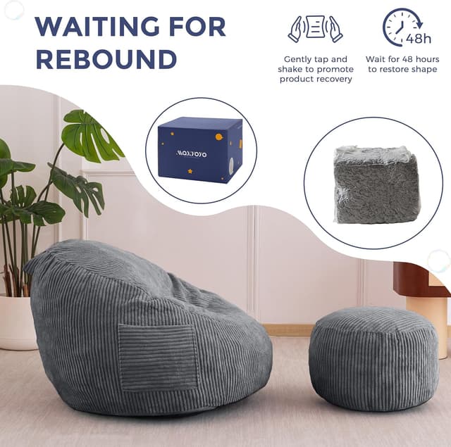 Thumbnail 6 de MAXYOYO Sillón Puff de Pana con Reposapiés