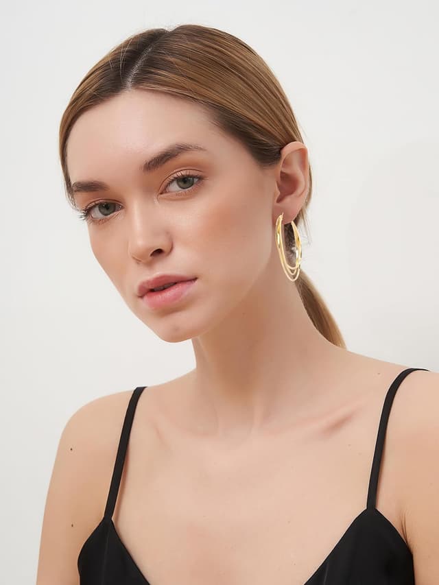 Detalle 2 de Dzpuhuojz boucles d’oreilles triple créole