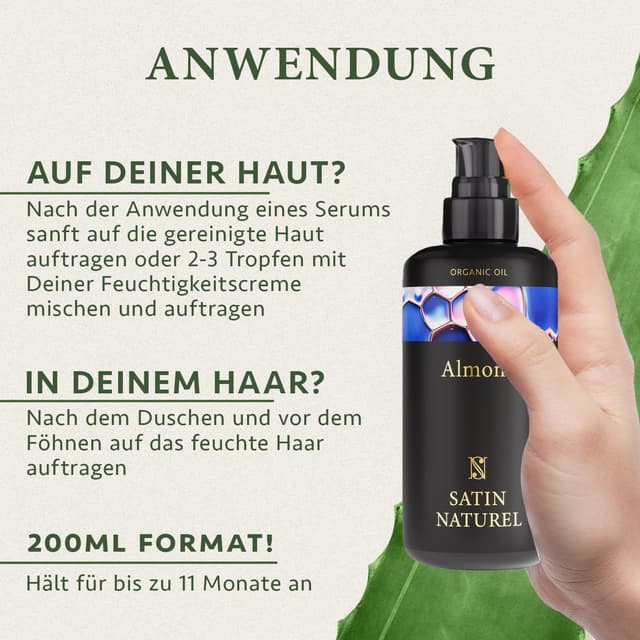 Thumbnail 5 de Satin Naturel Bio Mandelöl kaltgepresst 200 ml – Haar- und Babyöl