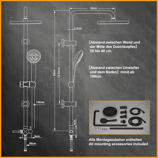 Thumbnail 6 de Görbach Columna Ducha Negra 92 cm