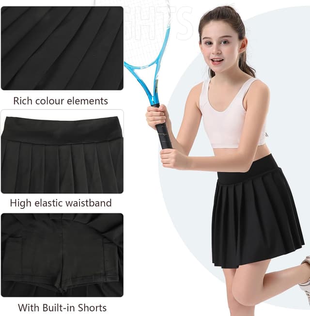 Detalle de Bezioner Girls Tennis Skirt with Shorts (Golf skort) with Dual Pockets