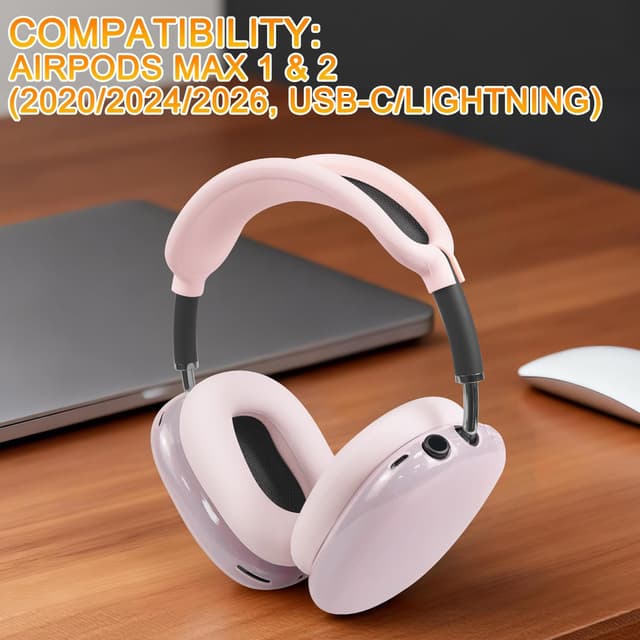 Detalle 2 de SOULWIT Protective Kit for AirPods Max (2/1, 2026/2024/2020) — Headband Cover + TPU Case + Silicone Ear Pad Covers (Pink)