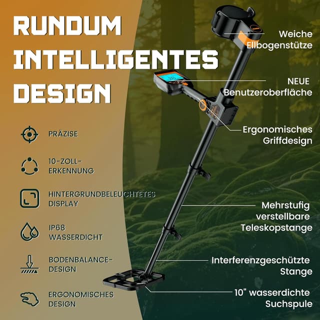Detalle 2 de OKESAM Metalldetektor Profi für Erwachsene & Kinder – Präzisionsgerät 2000mAh