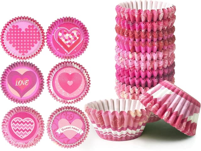 Detalle de qiqee Valentine Cupcake Liners 300PCS Mini 🎂