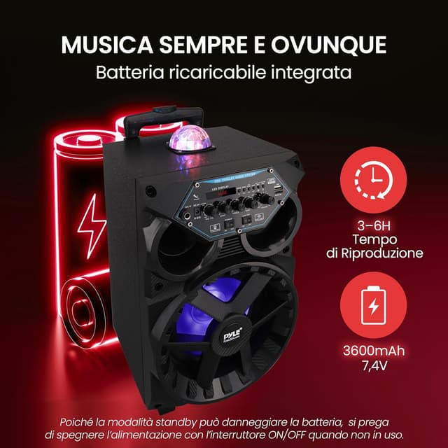 Thumbnail 4 de Pyle Cassa Bluetooth 580W potente per feste