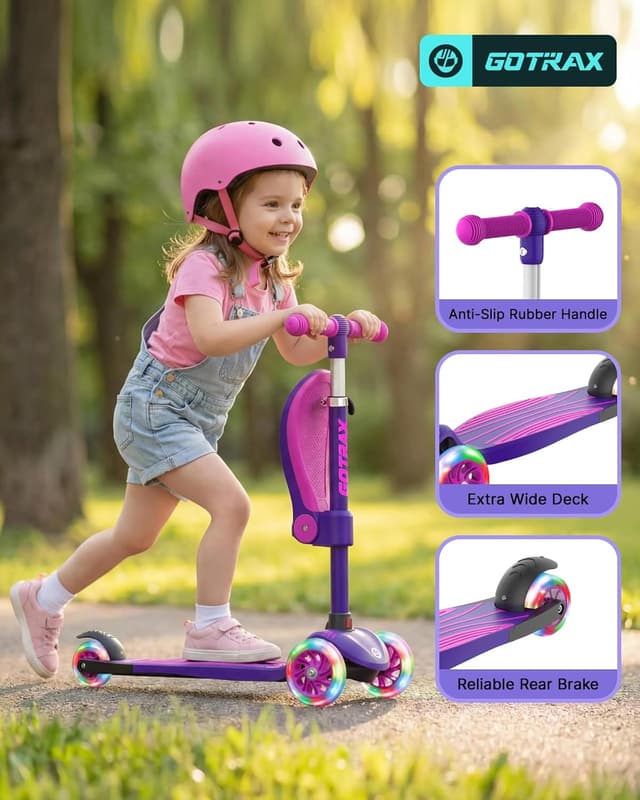 Thumbnail 6 de GOTRAX KS3 Kids Kick Scooter with LED Lighted Wheels, Adjustable Height & Removable Seat (Ages 2–8, up to 110 Lbs)