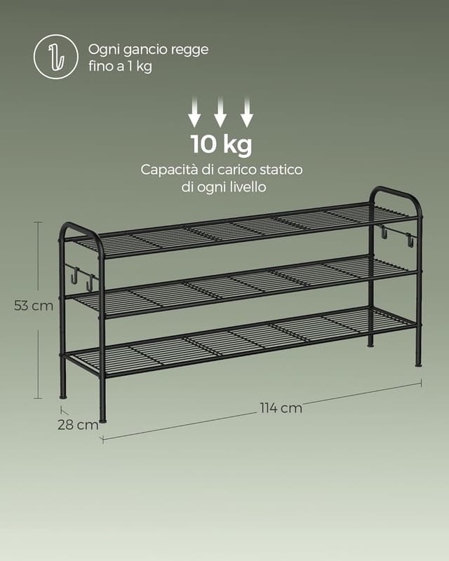 Detalle de SONGMICS Scarpiera regolabile 3 ripiani 18 paia