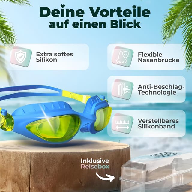 Detalle de KIDVERSE Kinder-Schwimmbrille (3 bis 13 Jahre) mit UV-Schutz und Anti-Beschlag