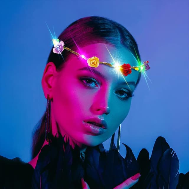 Thumbnail 2 de 12 diademas LED flores para fiestas