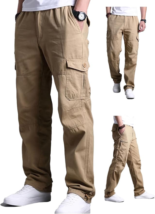 Thumbnail 6 de Aotoyou Herren Cargohose aus Baumwolle mit 7 Taschen, elastischem Bund und 7-Taschen-Design