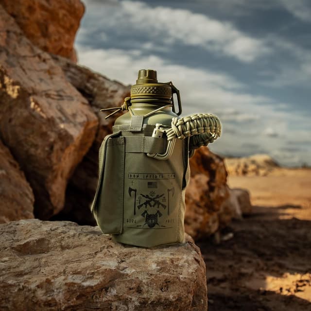 Thumbnail 6 de Iron Infidel Battle Bottle (Live Free 2 Liter) — Half Gallon Insulated Stainless Water Jug with Removable Sleeve & Paracord Handle