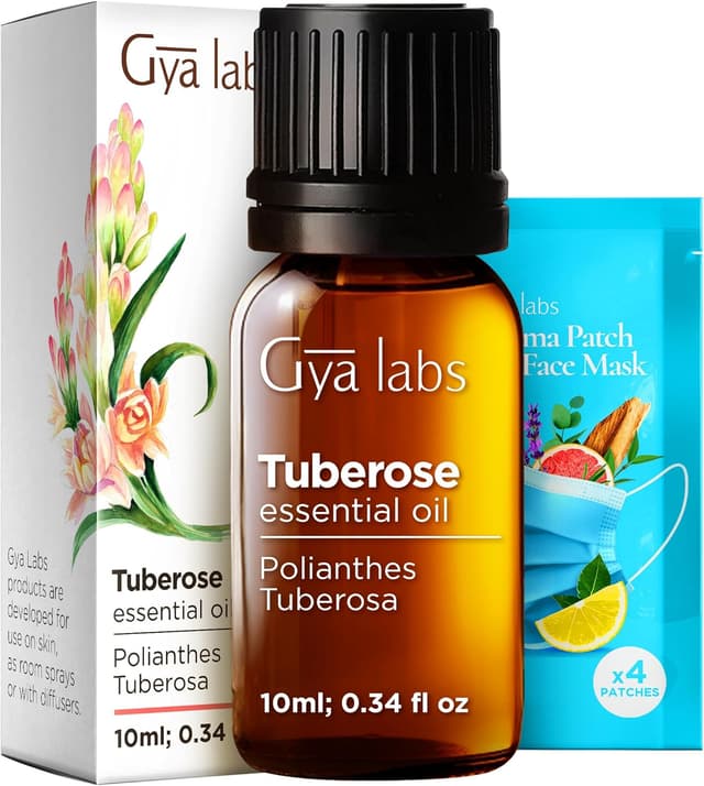 Detalle de Gya Labs Tuberose Essential Oil (10ml) for Diffuser, Massage & DIY Fragrance