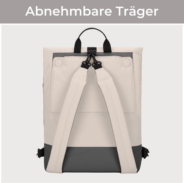 Detalle 2 de LARKSON Tammo Bike 2-in-1 Fahrradtaschen für den Gepäckträger (Rucksack & Gepäckträgertasche) – Sand Grau