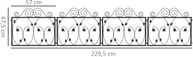 Thumbnail 6 de Outsunny Vallas de Jardín de 4 Paneles, 230x48 cm, Acero Negro 🚧