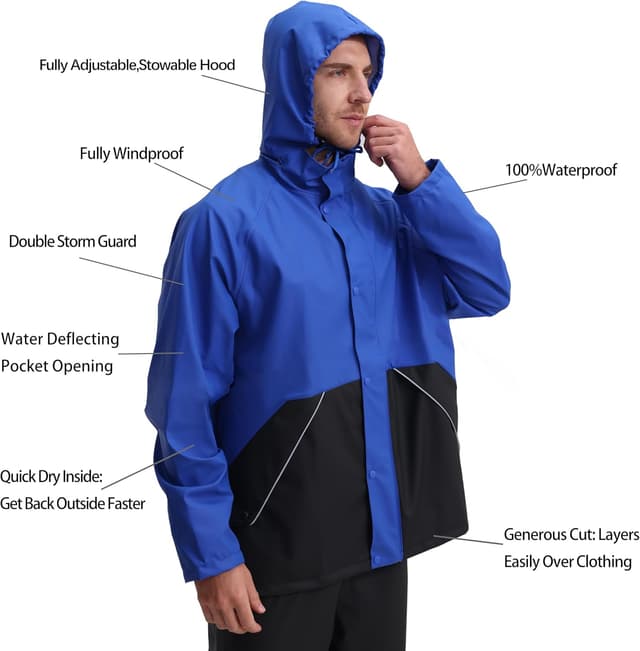 Detalle 2 de Navis Marine Men’s PRO Rain Suit Set (WS-005) – Heavy-duty waterproof jacket & bib trousers with reflective strips