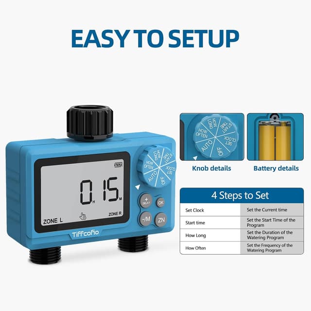 Thumbnail 1 de TiFFCOFiO Outdoor Sprinkler Timer 2-Outlets