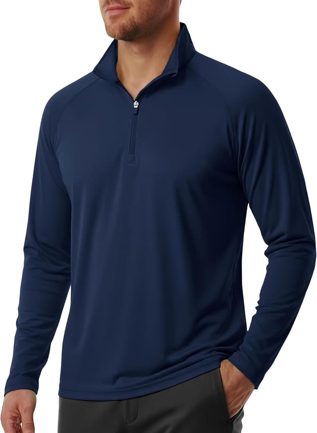 Detalle de MAGCOMSEN Men’s Long Sleeve UPF 50+ Sun Shirt 1/4 Zip Rash Guard