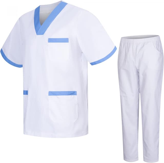 Detalle 2 de MISEMIYA uniforme sanitario unisex con pantalón blanco 817-8312-BLANCO (4XL, gris)