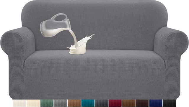 Detalle de Granbest copridivano elasticizzato impermeabile in spandex jacquard, 1 pezzo per divano 2 posti, grigio chiaro