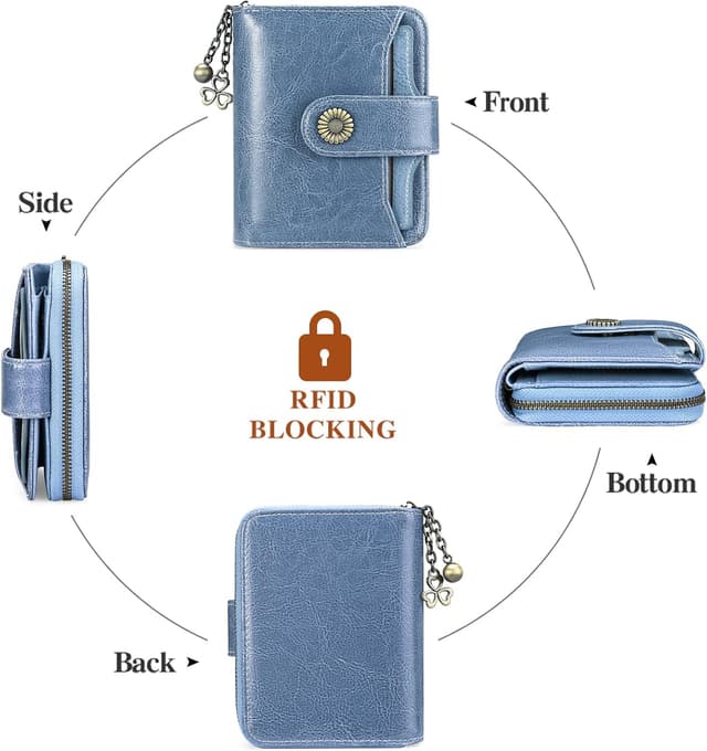 Detalle de SENDEFN Damen-Geldbörse klein aus Leder mit Münzfach und RFID-Blocker