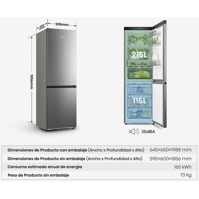 Detalle 2 de Hisense RB3K330SAIC Frigorífico combi Kitchen FIT