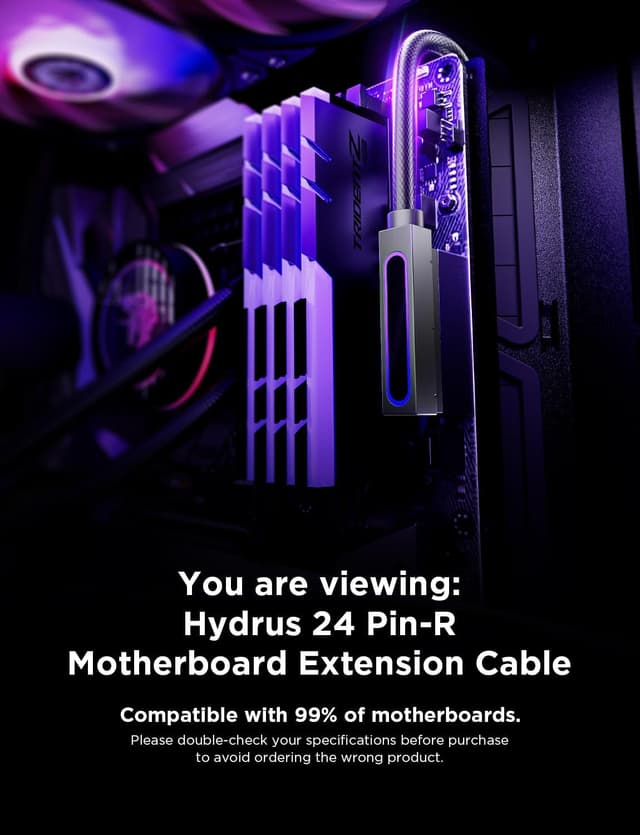 Detalle de AsiaHorse Hydrus 24Pin PSU Kabelverlängerung R 30cm ⌚jul 24Pin Kabelagerung? (Gin)