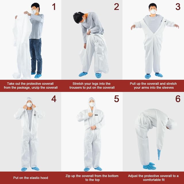 Thumbnail 6 de YIBER Hazmat Suit Disposable Coveralls 7 Sizes