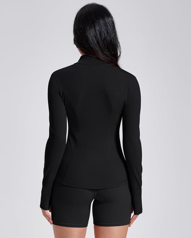 Detalle 2 de AVGO Womens Lightweight Zip Up Workout Jacket with Pockets & Thumb Holes