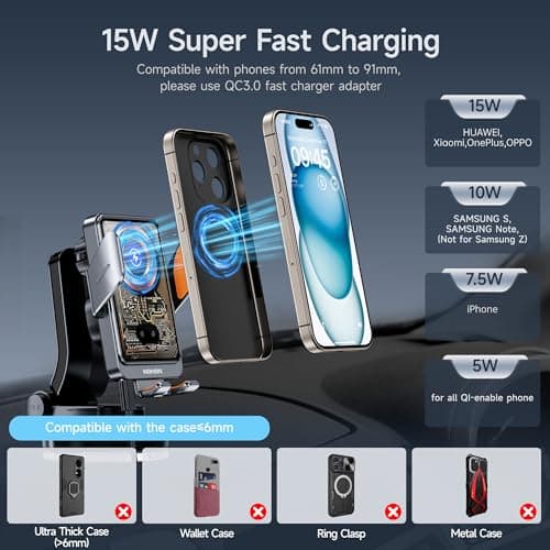 Thumbnail 5 de NOHON Qi Cargador Inalambrico Coche 🚗 Soporte Automático 15W