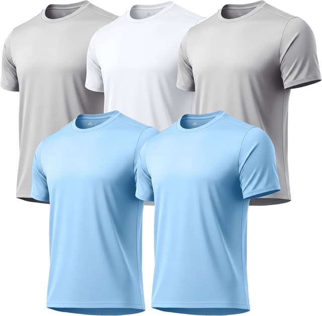 Detalle de ZITY 5-Pack Men’s UPF 50+ Sun Protection T-Shirts (Athletic Fit, Fast Dry, Breathable)