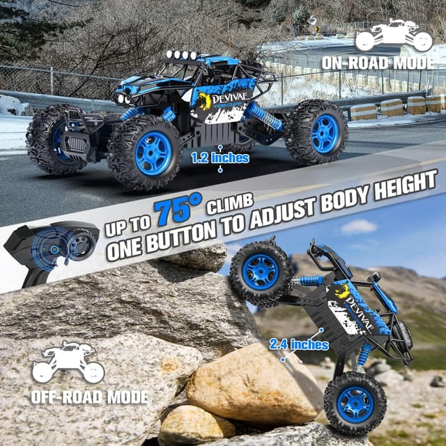 Detalle de CROBOLL 1:12 Monster Truck telecomandato 4WD 2,4GHz con funzione di sollevamento (blu)