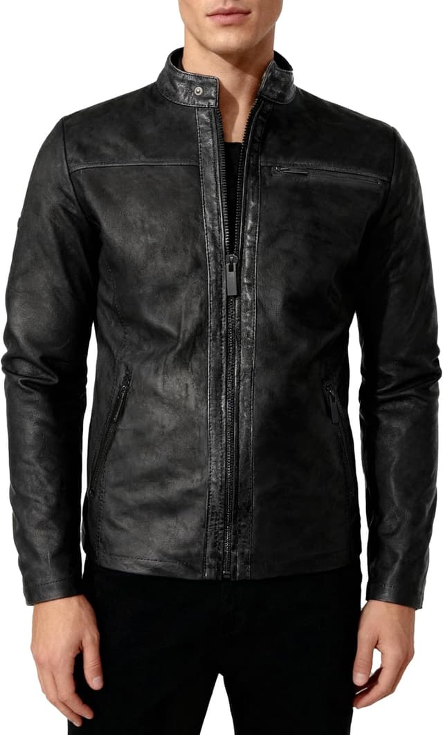 Detalle de Crone Epic Herren Lederjacke „Cleane Basic“ aus 100% Echtleder – in vielen Varianten und Farben