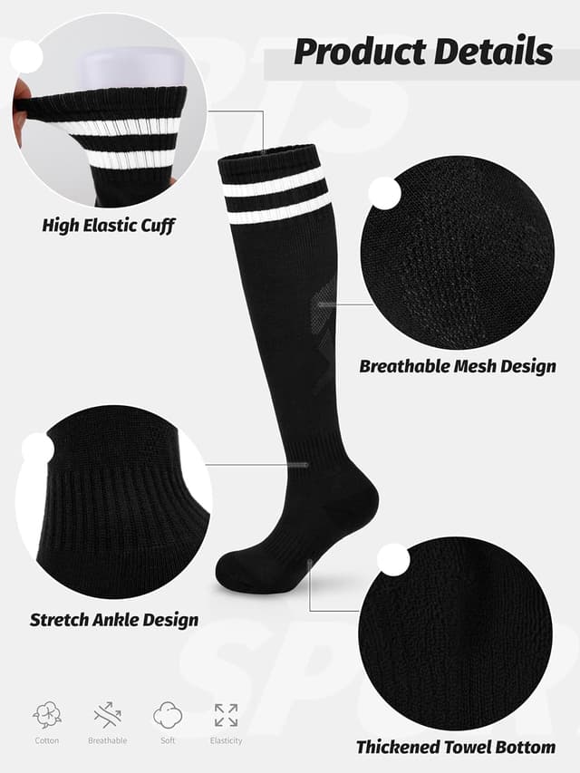 Detalle 2 de Hryrbay Kids Soccer Shin Guards and Socks (Toddler Sizes 3–15) with Double Elastic Straps