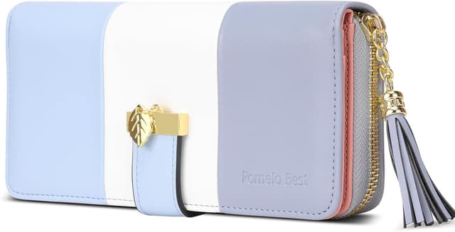 Detalle de Pomelo Best women’s RFID wallet with tassel charm, 12 card slots and zipped coin pocket (19.5 x 10.5 x 2.5cm)