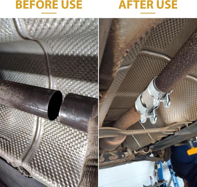 Detalle de LALAGO Doppelschelle Auspuffschelle aus Edelstahl – Rohrverbinder für Ø50 mm, Länge 125 mm