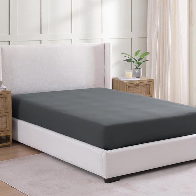 Detalle 2 de King Fitted Sheet 2-Pack (Charcoal) – Deep Pocket 14 inch – Pre-Washed Microfibre