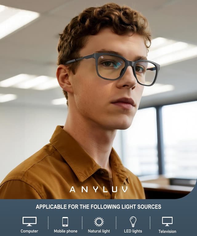 Detalle 2 de ANYLUV Blue Light Glasses for Men (Lightweight Computer Gaming Glasses)