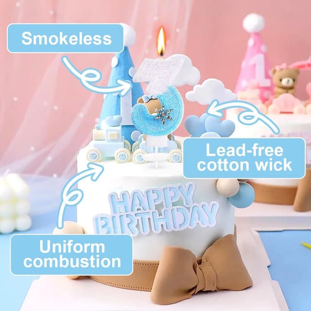 Detalle 2 de Alaoo Frozen Blue Number 3 Candle (Snowflake) for Birthday Cake Topper