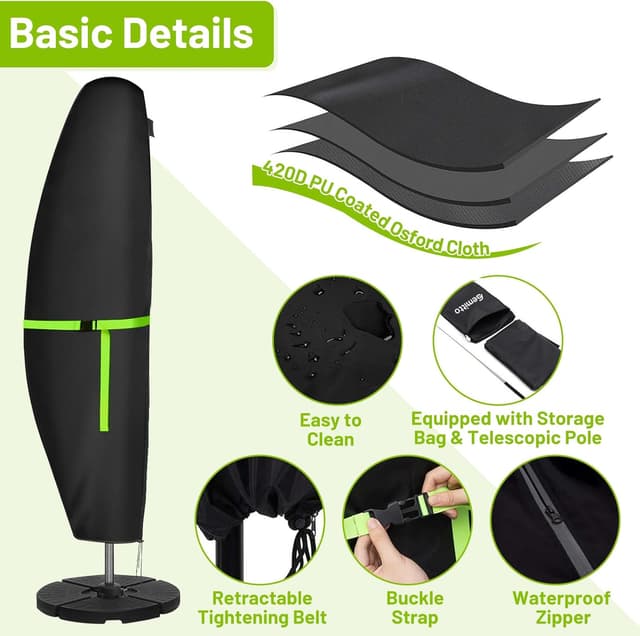 Detalle de GEMITTO Copertura Protettiva Ombrellone 280 cm