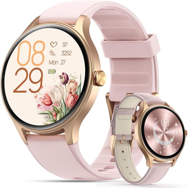 Detalle de Women’s Smart Watch with AI Voice & Bluetooth Calls, 1.27” HD Fitness Tracker (Pink) — IP68, 110+ Sports Modes